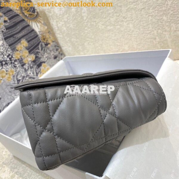 Replica Dior Large Caro Bag Steel Grey Quilted Macrocannage Calfskin w 5