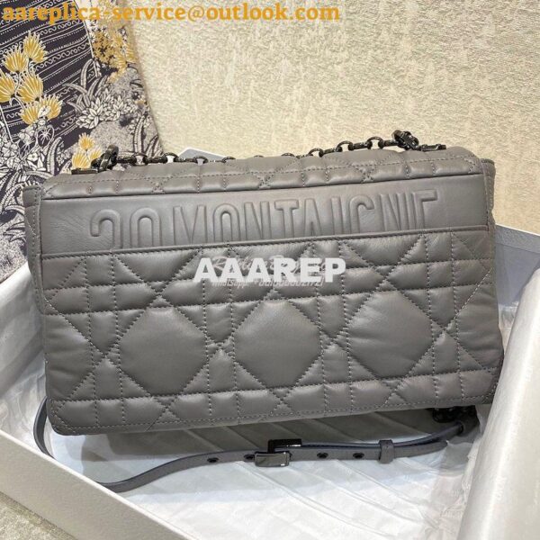 Replica Dior Large Caro Bag Steel Grey Quilted Macrocannage Calfskin w 6
