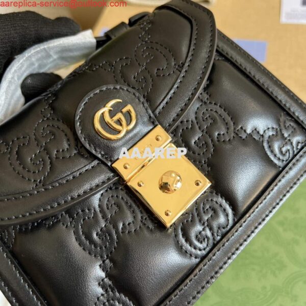 Replica Gucci 724499 GG Matelassé Small Top Handle Bag Black 4