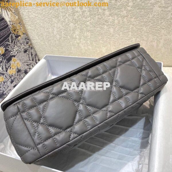 Replica Dior Large Caro Bag Steel Grey Quilted Macrocannage Calfskin w 9
