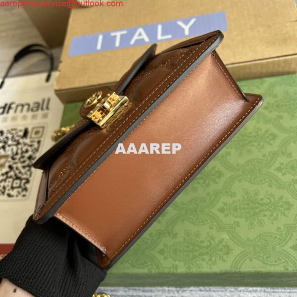 Replica Gucci 724499 GG Matelassé Small Top Handle Bag Brown 4