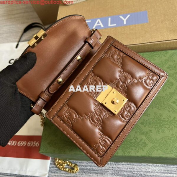 Replica Gucci 724499 GG Matelassé Small Top Handle Bag Brown 5