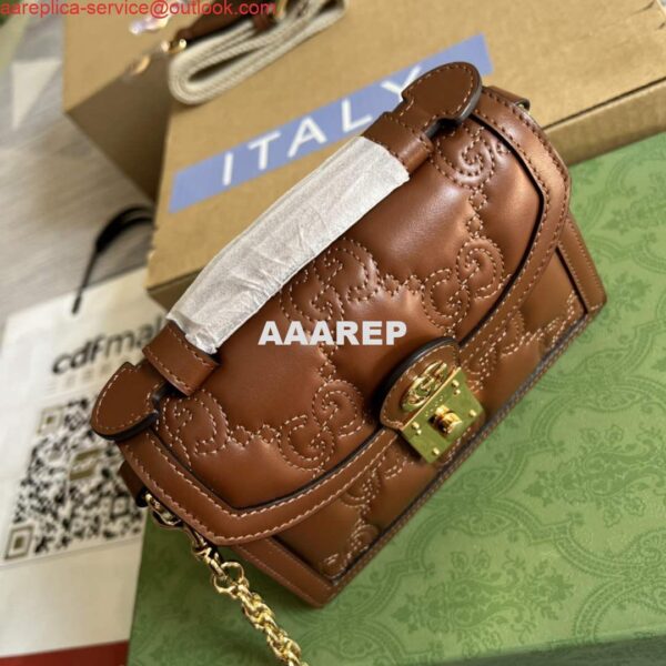 Replica Gucci 724499 GG Matelassé Small Top Handle Bag Brown 7