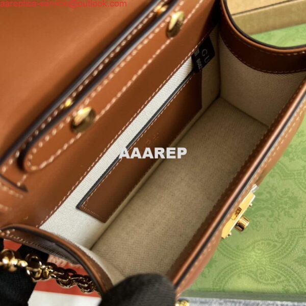 Replica Gucci 724499 GG Matelassé Small Top Handle Bag Brown 8