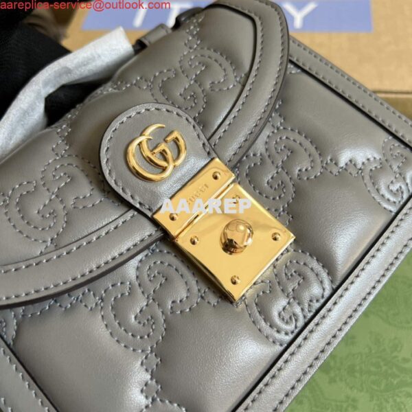 Replica Gucci 724499 GG Matelassé Small Top Handle Bag Grey 7