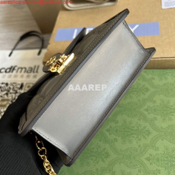 Replica Gucci 724499 GG Matelassé Small Top Handle Bag Grey 8