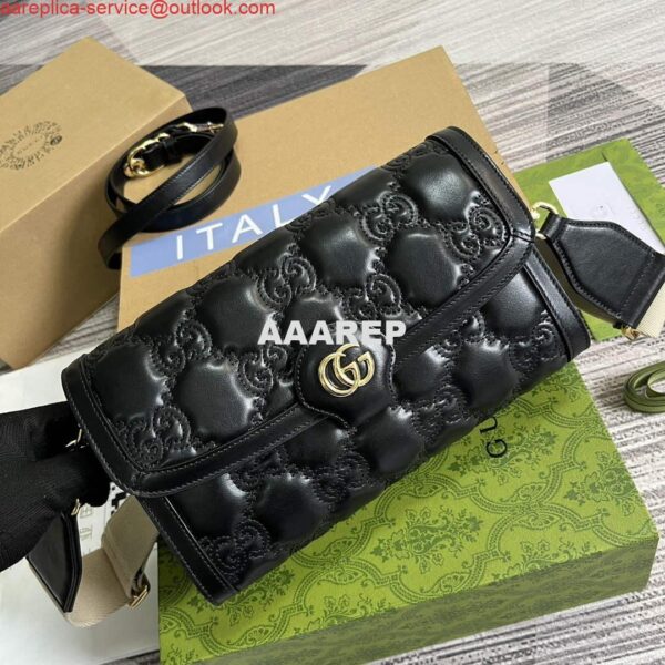 Replica Gucci 724529 GG Matelassé Small Bag Black 4