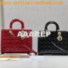 Replica Dior Large Flap Cover Lady Dior Bag in Black Patent Cannage Ca
