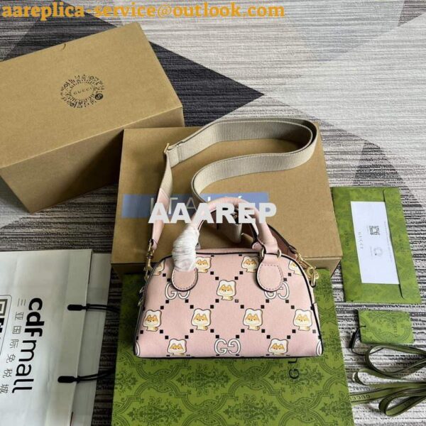 Replica Gucci 724606 Ophidia GG animal print mini bag light pink 3