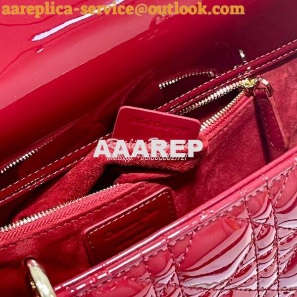 Replica Dior Large Flap Cover Lady Dior Bag in Cherry Red Patent Canna 12
