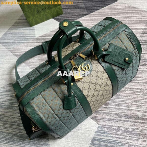 Replica Gucci 724642 Mini GG Canvas Small Duffle Bag Green 3