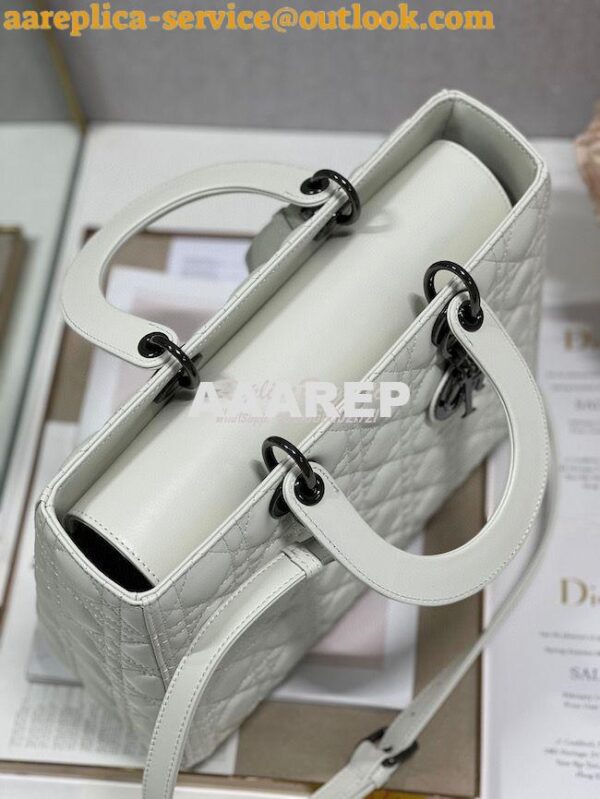 Replica Dior Large Flap Cover Lady Dior Bag in Latte Lambskin Cannage 3