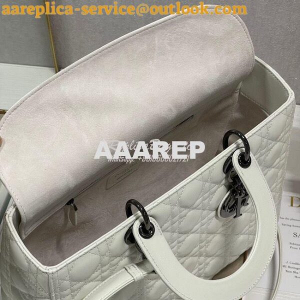 Replica Dior Large Flap Cover Lady Dior Bag in Latte Lambskin Cannage 5