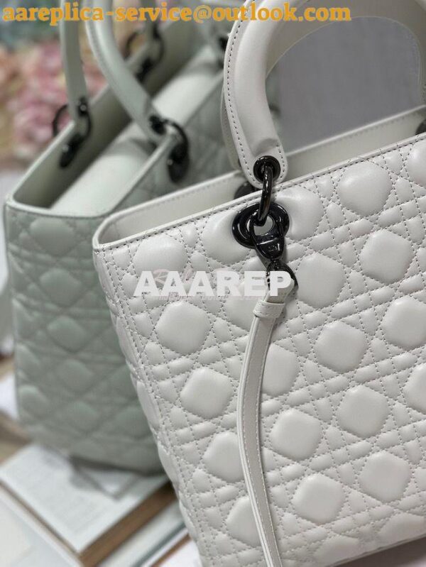 Replica Dior Large Flap Cover Lady Dior Bag in Latte Lambskin Cannage 6