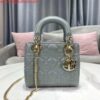 Replica Dior M0505 Mini Dior Lady Bag Metallic Calfskin and Satin with Celestial Blue Bead Embroidery 2