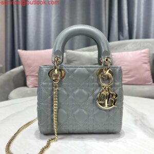 Replica Dior M0505 Mini Dior Lady Bag Light Blue Cannage lambskin Gold