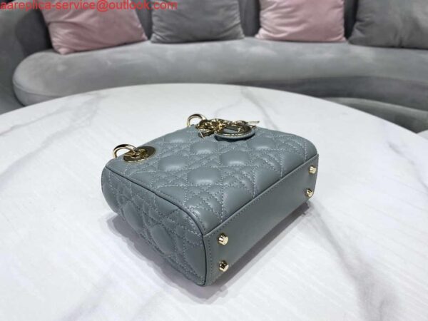 Replica Dior M0505 Mini Dior Lady Bag Light Blue Cannage lambskin Gold 6