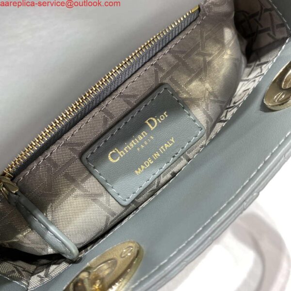 Replica Dior M0505 Mini Dior Lady Bag Light Blue Cannage lambskin Gold 8