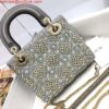 Replica Dior M0505 Mini Dior Lady Bag Metallic Calfskin and Satin with Celestial Blue Bead Embroidery