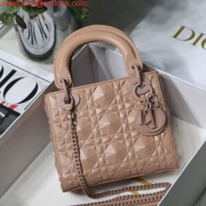 Replica Dior M0505 Mini Dior Lady Bag Nude Cannage Calfskin with Diamond Motif