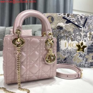 Replica Dior M0505 Mini Dior Lady Bag Pink Cannage lambskin Gold