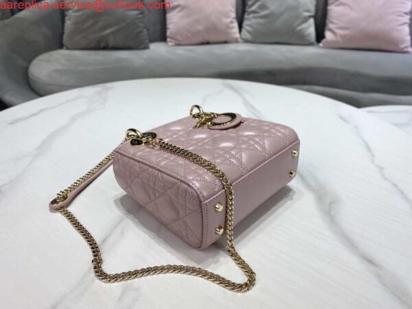 Replica Dior M0505 Mini Dior Lady Bag Pink Cannage lambskin Gold 8