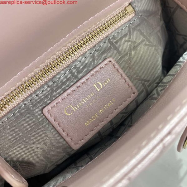 Replica Dior M0505 Mini Dior Lady Bag Pink Cannage lambskin Gold 9