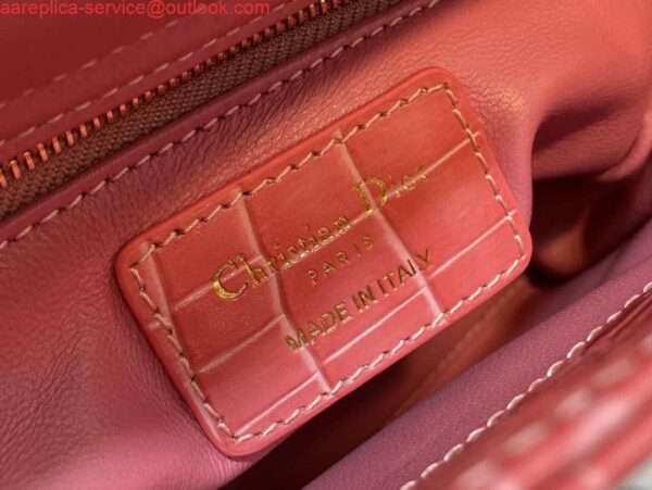 Replica Dior M0505 Mini Dior Lady Bag Red Cannage Crocodile Gold 9