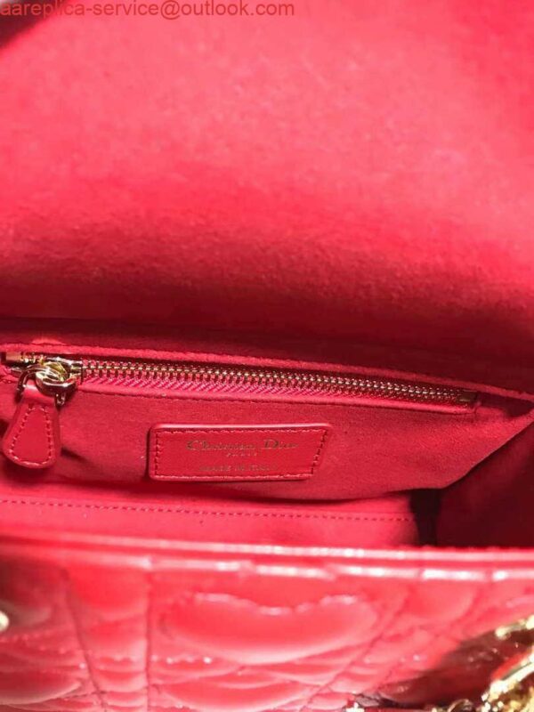 Replica Dior M0505 Mini Dior Lady Bag Red Cannage lambskin Gold with Red Logo 9