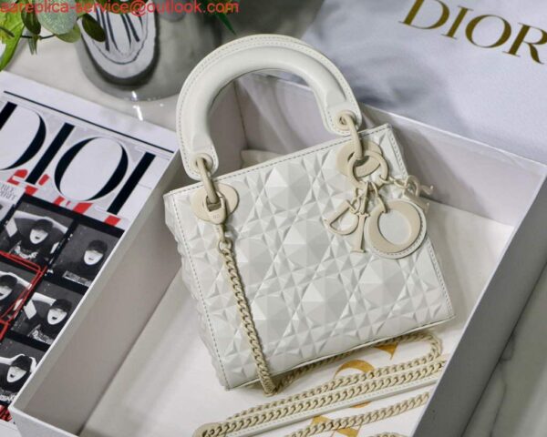 Replica Dior M0505 Mini Dior Lady Bag White Cannage Calfskin with Diamond Motif 3