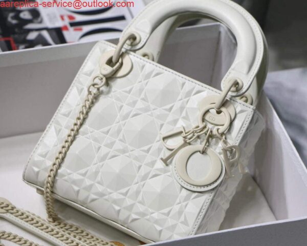 Replica Dior M0505 Mini Dior Lady Bag White Cannage Calfskin with Diamond Motif 2