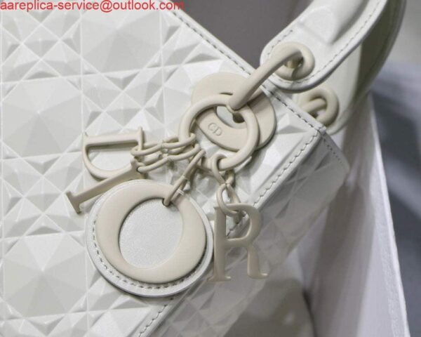 Replica Dior M0505 Mini Dior Lady Bag White Cannage Calfskin with Diamond Motif 3