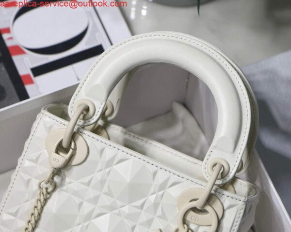 Replica Dior M0505 Mini Dior Lady Bag White Cannage Calfskin with Diamond Motif 4