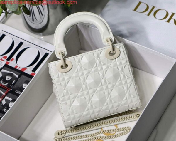 Replica Dior M0505 Mini Dior Lady Bag White Cannage Calfskin with Diamond Motif 7