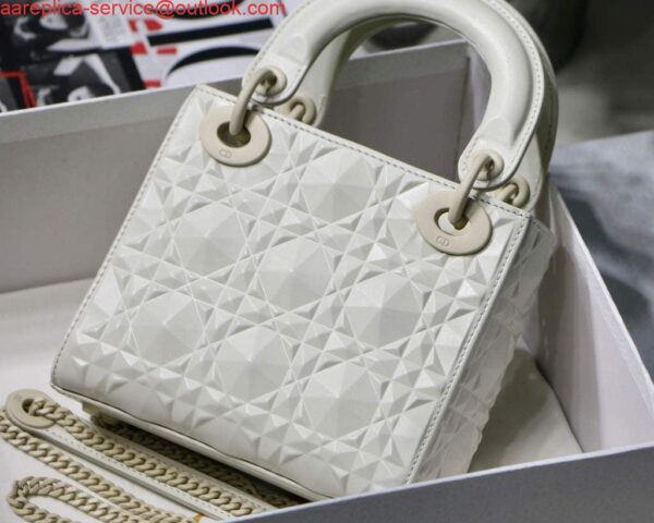 Replica Dior M0505 Mini Dior Lady Bag White Cannage Calfskin with Diamond Motif 8