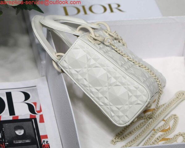 Replica Dior M0505 Mini Dior Lady Bag White Cannage Calfskin with Diamond Motif 7