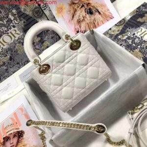 Replica Dior M0505 Mini Dior Lady Bag White Cannage lambskin Gold