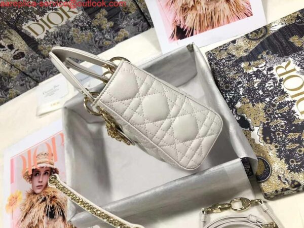 Replica Dior M0505 Mini Dior Lady Bag White Cannage lambskin Gold 4