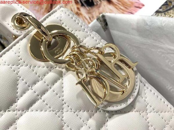 Replica Dior M0505 Mini Dior Lady Bag White Cannage lambskin Gold 6