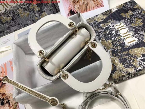 Replica Dior M0505 Mini Dior Lady Bag White Cannage lambskin Gold 7