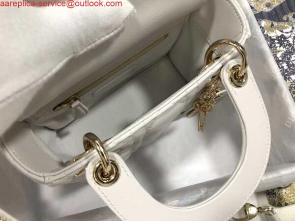 Replica Dior M0505 Mini Dior Lady Bag White Cannage lambskin Gold 8