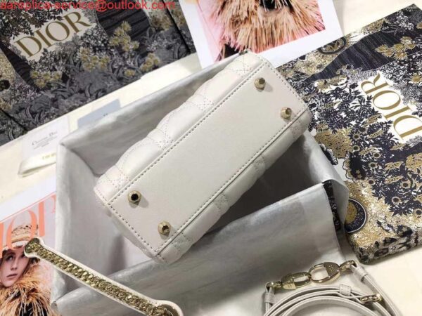 Replica Dior M0505 Mini Dior Lady Bag White Cannage lambskin Gold 9