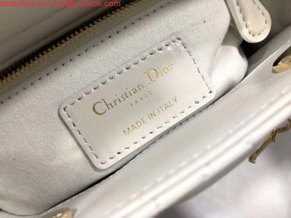 Replica Dior M0505 Mini Dior Lady Bag White Cannage lambskin Gold 10