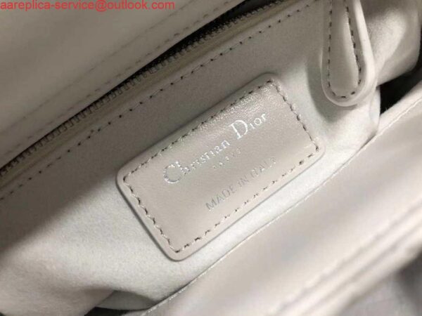 Replica Dior M0505 Mini Dior Lady Bag White Cannage lambskin Sliver 10