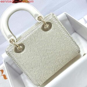 Replica Dior M0505 Mini Dior Lady Bag White Embroidered white resin beads