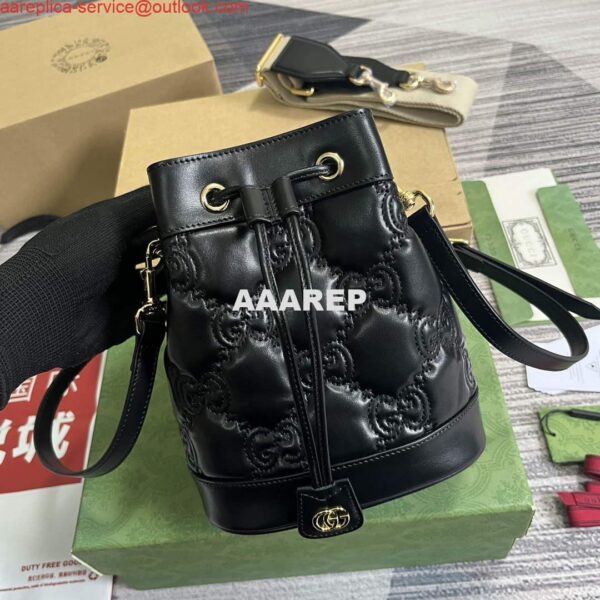 Replica Gucci 728231 GG Matelassé Bucket Bag Black 3