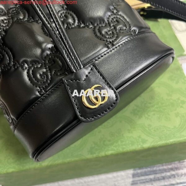 Replica Gucci 728231 GG Matelassé Bucket Bag Black 4