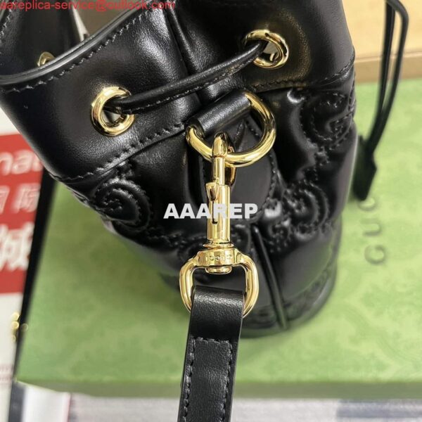 Replica Gucci 728231 GG Matelassé Bucket Bag Black 6