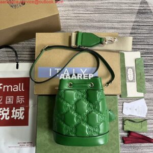 Replica Gucci 728231 GG Matelassé Bucket Bag Green 2