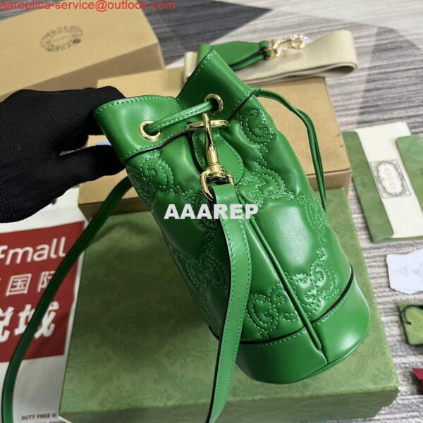 Replica Gucci 728231 GG Matelassé Bucket Bag Green 3